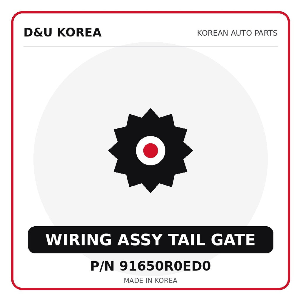 Genuine Mobis WIRING ASSY TAIL GATE 91650R0ED0 for Korean vehicles | D&U Korea