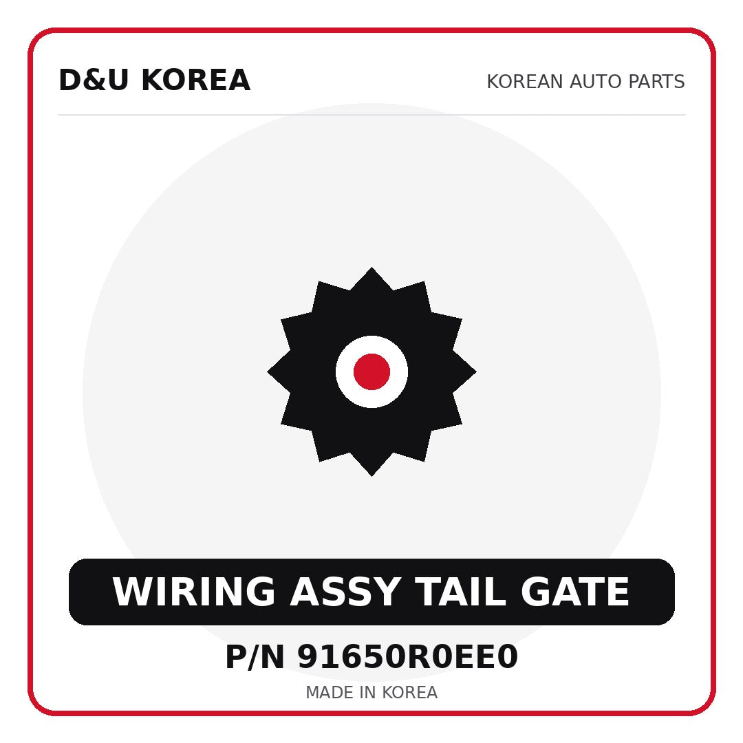 Genuine Mobis WIRING ASSY TAIL GATE 91650R0EE0 for Korean vehicles | D&U Korea