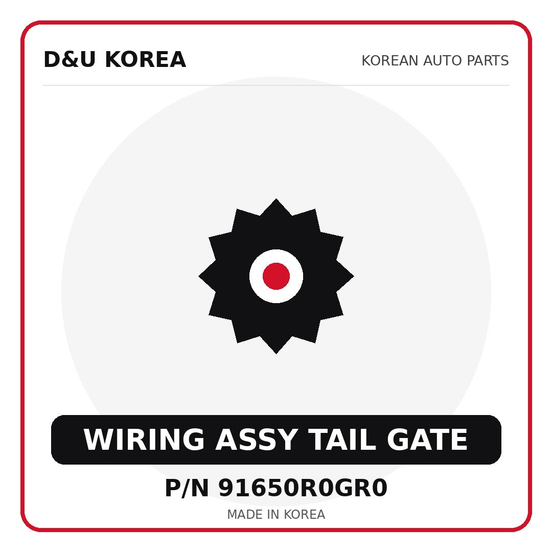 Genuine Mobis WIRING ASSY TAIL GATE 91650R0GR0 for Korean vehicles | D&U Korea
