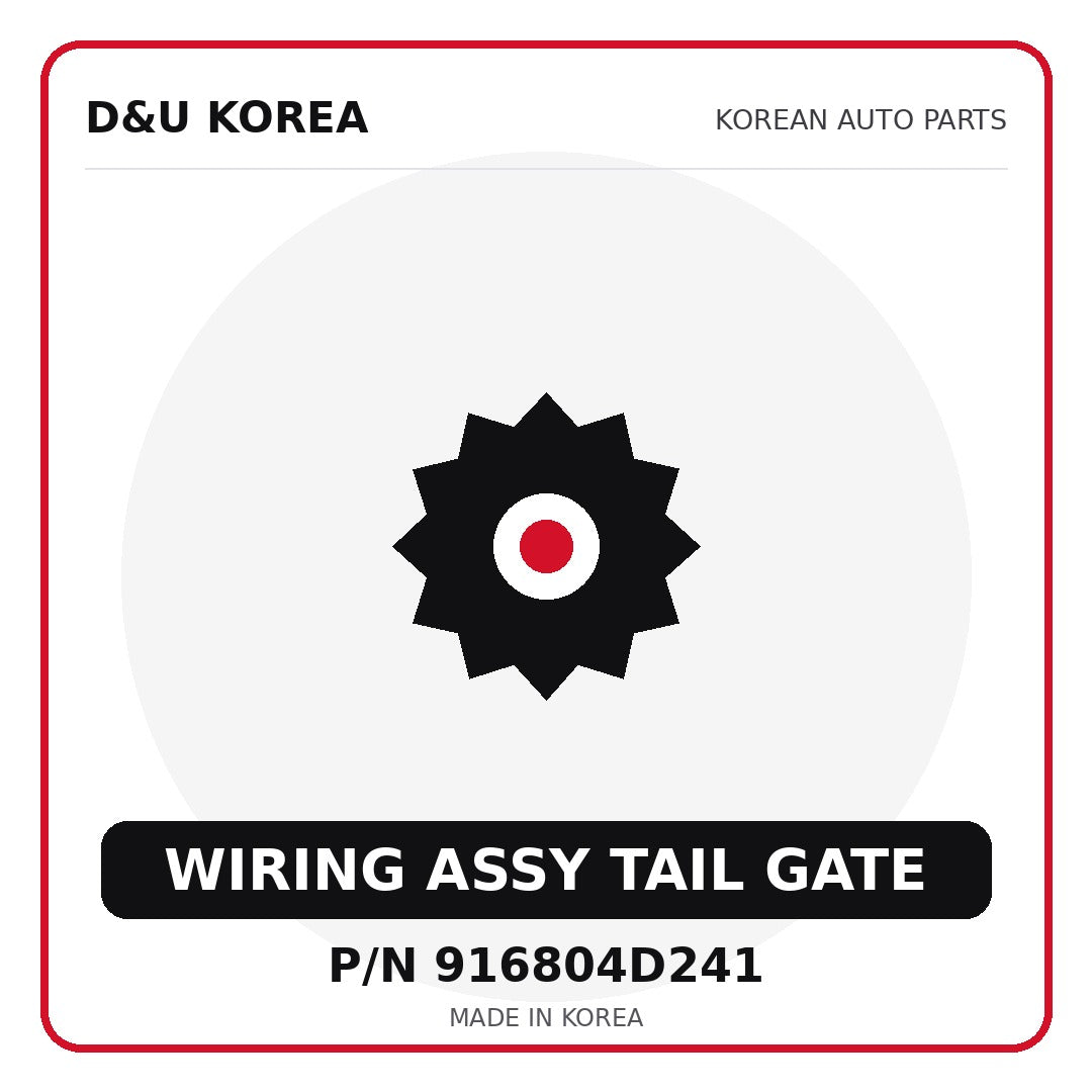 Genuine Mobis WIRING ASSY TAIL GATE 916804D241 for Korean vehicles | D&U Korea