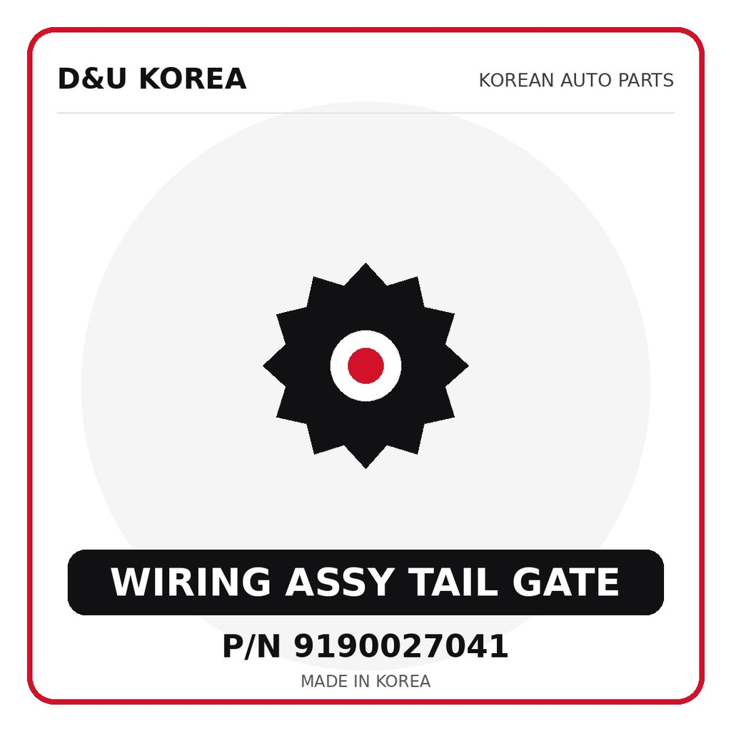 Genuine Mobis WIRING ASSY TAIL GATE 9190027041 for Korean vehicles | D&U Korea