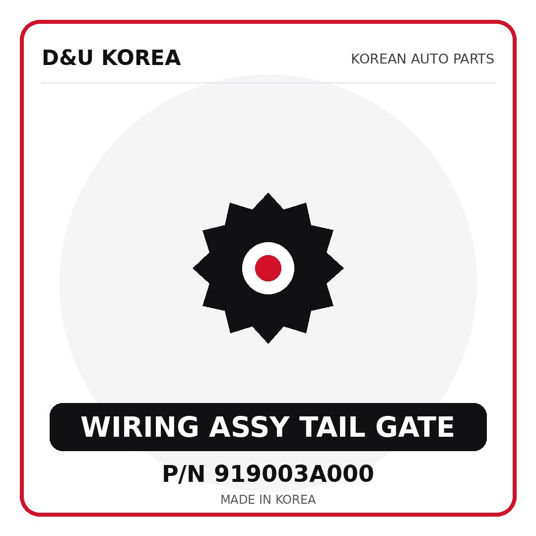 Genuine Mobis WIRING ASSY TAIL GATE 919003A000 for Korean vehicles | D&U Korea