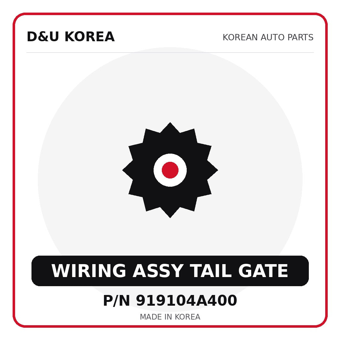Genuine Mobis WIRING ASSY TAIL GATE 919104A400 for Korean vehicles | D&U Korea