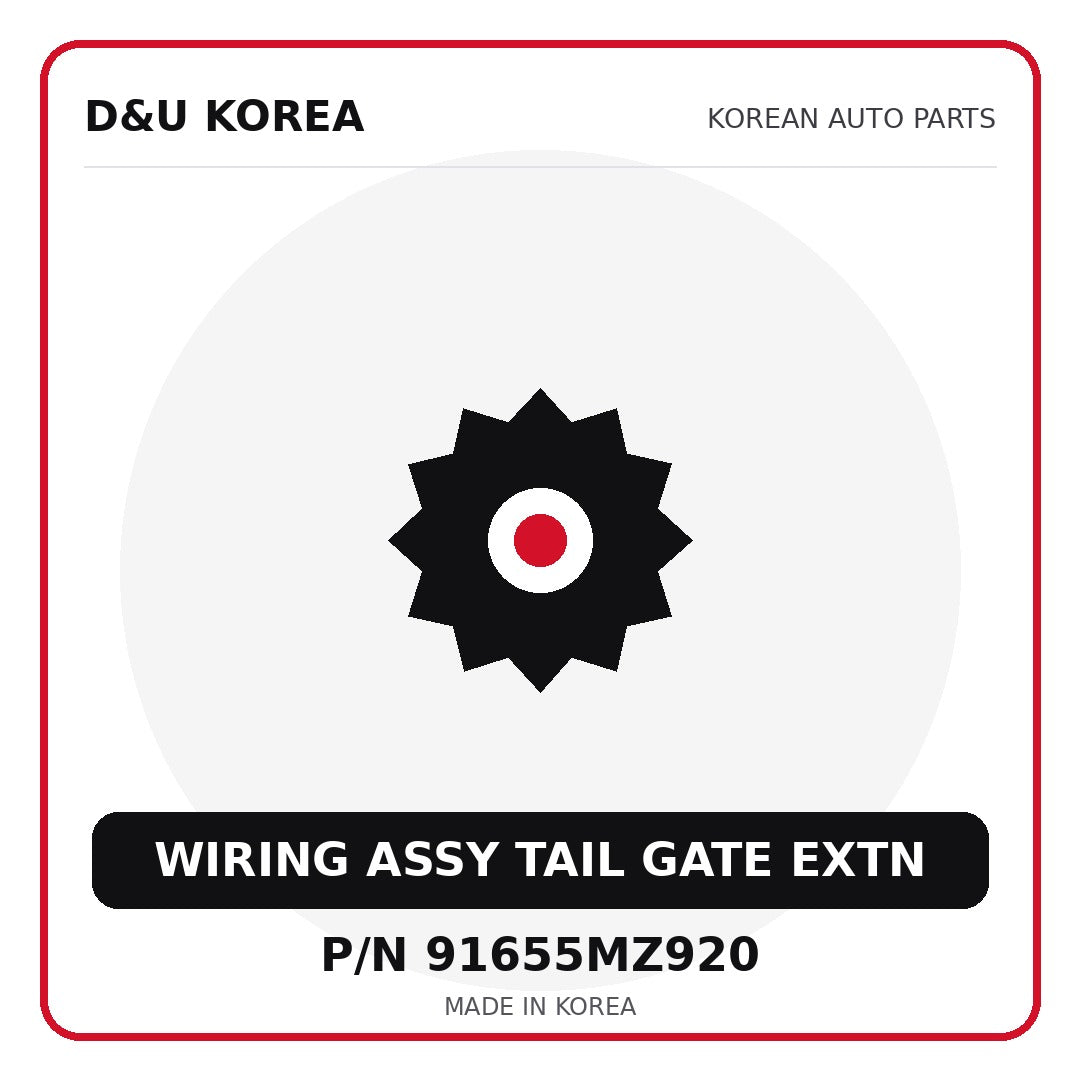 Genuine Mobis WIRING ASSY TAIL GATE EXTN 91655MZ920 for Korean vehicles | D&U Korea