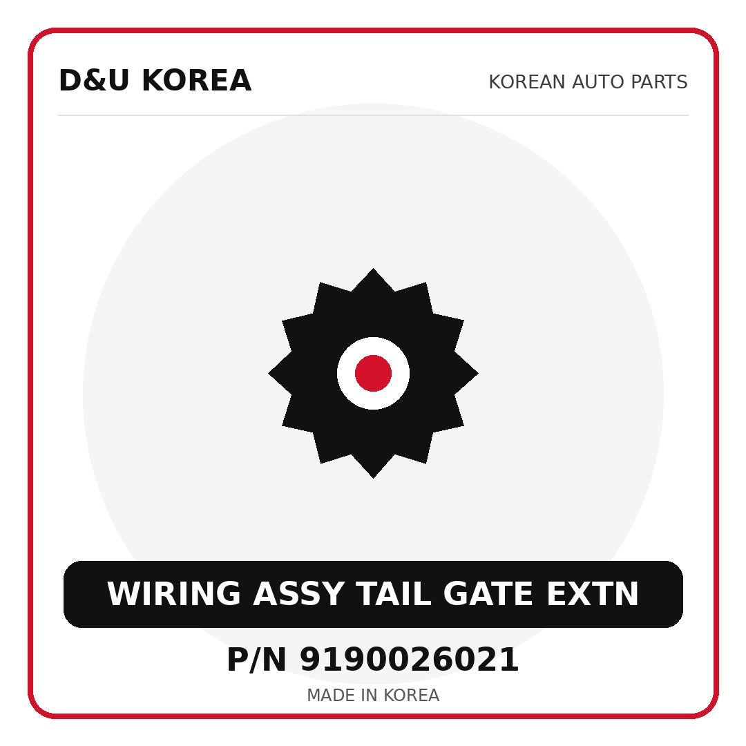 Genuine Mobis WIRING ASSY TAIL GATE EXTN 9190026021 for Korean vehicles | D&U Korea